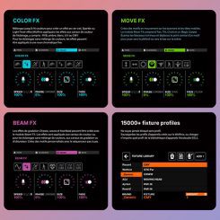 Contrôleur DMX autonome Wolfmix W1 MK2 : 4 univers, écran tactile, 20 pads et effets puissants. Créez vos shows lumière en live sans PC.