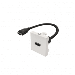 Plastron HDMI femelle 45 x 45 mm cablé avec cable HDMI femelle de 20 cm