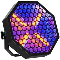 ADJ Vintage X, projecteur LED vintage avec effet blinder 2000K et fond RGB, contrôle DMX/Bluetooth, idéal pour concerts et scénographies.
