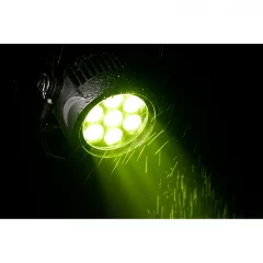 ADJ Encore LP7 IP, projecteur PAR LED polyvalent IP65, 7 LEDs RGBL 20 W, 2500 lumens, idéal pour scènes, captations vidéo et événements extérieurs.