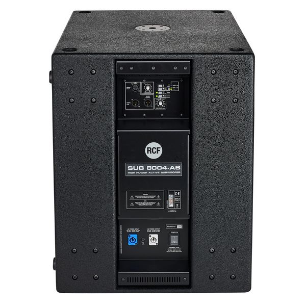 RCF SUB 8004-AS, caisson de basses actif 18" 1250 W RMS, idéal pour systèmes line array HDL, concerts, DJ sets et événements professionnels.