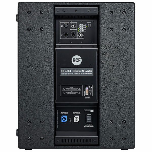 RCF SUB 8004-AS, caisson de basses actif 18" 1250 W RMS, idéal pour systèmes line array HDL, concerts, DJ sets et événements professionnels.