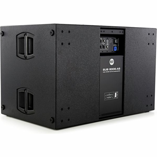 RCF SUB 8006-AS, caisson de basses actif 2×18", 2500 W RMS, 141 dB SPL, DSP intégré pour concerts, DJ et installations pro.