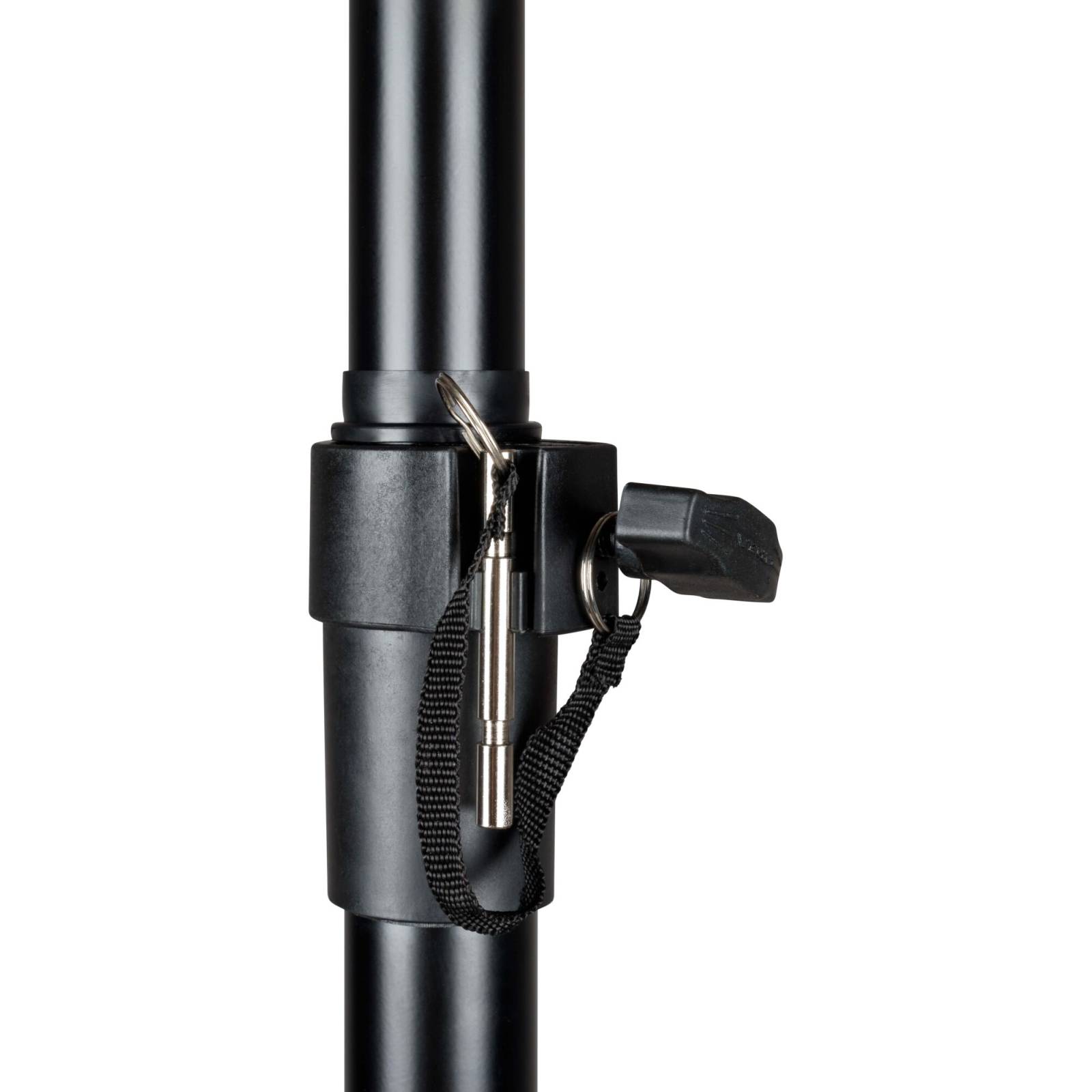 FRE320BK support de haut-parleur professionnel en aluminium anodisé noir avec verrouillage à vis et goupille de sécurité en acier.