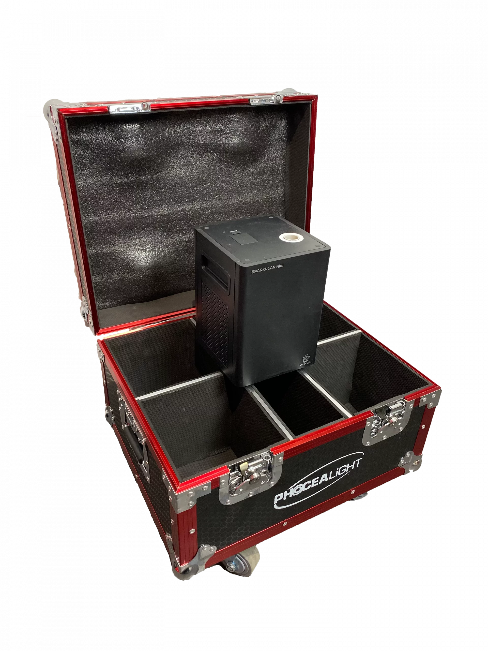 Flight Case Sparkular Mini 4en1. Protection robuste et transport sécurisé pour 4 Sparkular Mini. Produit vendu vide. Dimensions 53x43x43 cm.