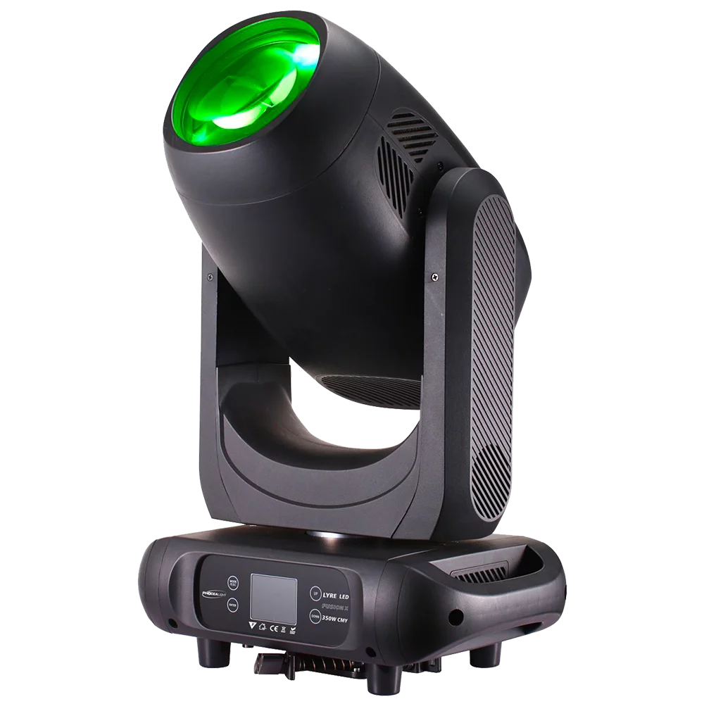 Lyre Fusion X BSW 350W LED Beam, Spot & Wash avec zoom 3°-48°, gobos et prismes. Puissance et précision pour événements et installations pros.