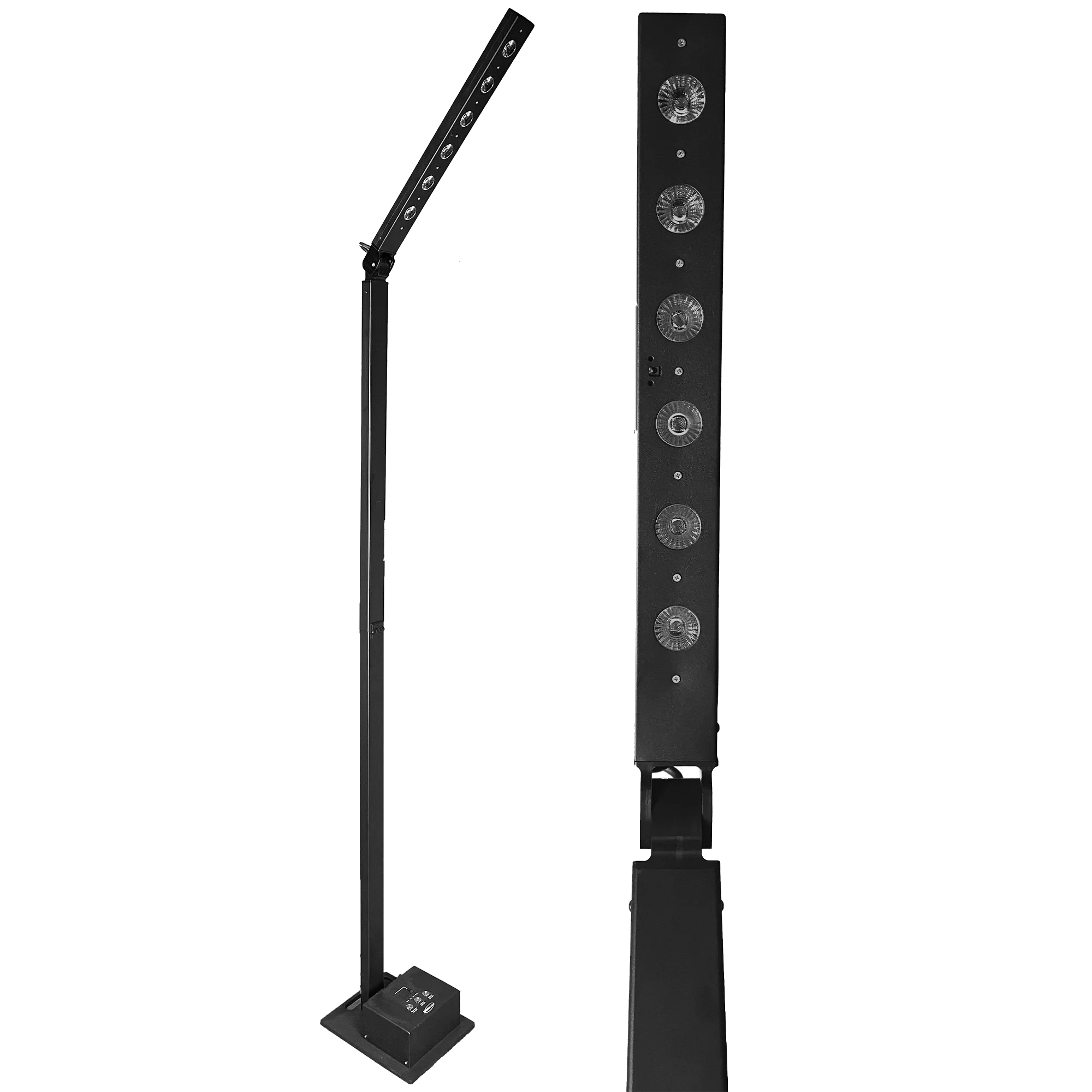 LumiLED 6 colonne LED batterie 2,20 m RGBWA+UV. Autonomie 20h, contrôle DMX et Wi-Fi. Idéal scènes, buffets et éclairage d’ambiance.