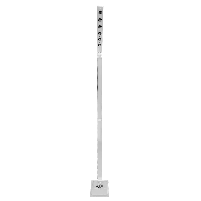 LumiLED 6 colonne LED batterie 2,20 m RGBWA+UV. Autonomie 20h, contrôle DMX et Wi-Fi. Idéal scènes, buffets et éclairage d’ambiance.