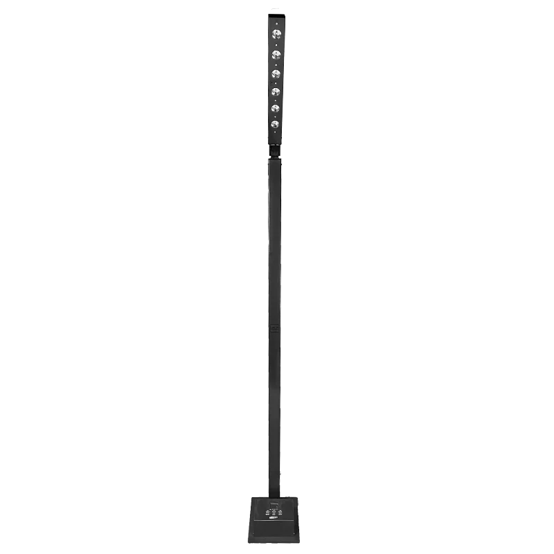 LumiLED 6 colonne LED batterie 2,20 m RGBWA+UV. Autonomie 20h, contrôle DMX et Wi-Fi. Idéal scènes, buffets et éclairage d’ambiance.