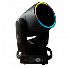 Lyre NOVA BEAM 200W LED Beam avec anneau RGB, 16 gobos et prismes 24 facettes. Idéale pour DJ, concerts et événements privés.