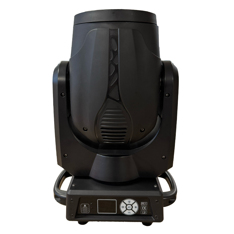 Lyre NOVA BEAM 200W LED Beam avec anneau RGB, 16 gobos et prismes 24 facettes. Idéale pour DJ, concerts et événements privés.