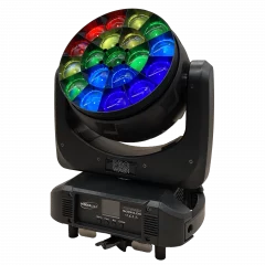 Lyre Pro WASH 19x20W B-Eye RGBW 4en1 avec zoom 5,8°-55°, wash et beam, contrôle DMX avancé. Puissante et polyvalente pour scène et DJ.