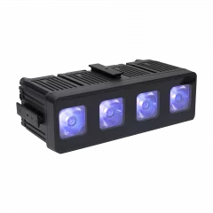 Pix Quad LED batterie 4x20W RGBWA+UV IP65. Modulable, autonomie jusqu’à 15h, contrôle DMX et RDM. Idéal DJ et événements.