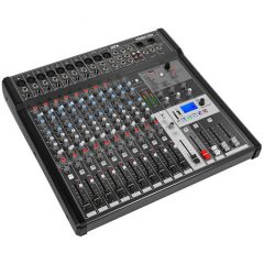 Console mixage 12 canaux HPA Promix 12 UX avec compresseur sur entrées micro, DSP 24 effets, USB 24 bits et lecteur MP3 Bluetooth.