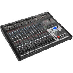 Console mixage 16 canaux HPA Promix 16 UX avec 14 entrées micro, compresseurs, DSP 24 effets, USB et Bluetooth. Idéale pour live et installation.