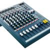 Console mixage professionnelle Soundcraft EPM6 avec 6 voies mono, EQ 3 bandes à médium variable et 2 Aux. Idéale pour live et installation.