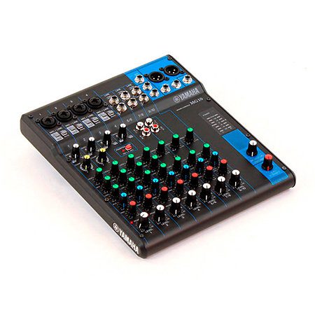 Console mixage 10 canaux Yamaha MG10 avec préamplis D-PRE, EQ 3 bandes et alimentation fantôme. Idéale pour live, studio et podcast.