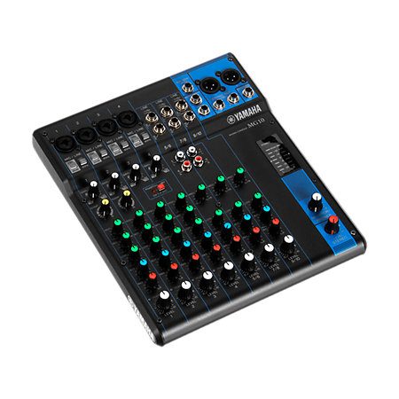 Console mixage 10 canaux Yamaha MG10 avec préamplis D-PRE, EQ 3 bandes et alimentation fantôme. Idéale pour live, studio et podcast.