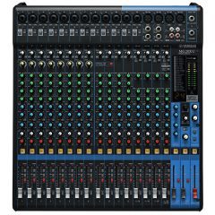 Console mixage 20 canaux Yamaha MG20XU avec préamplis D-PRE, effets SPX, USB 24bit/192kHz et compresseurs intégrés. Idéale pour live et studio.
