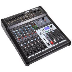 Console mixage 8 canaux HPA Promix 8 avec multi-effets DSP, USB, Bluetooth et alimentation fantôme +48V. Idéale pour studio, live et podcast.
