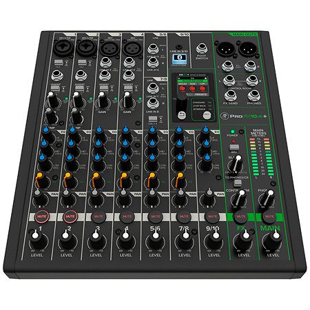 Console mixage USB-C Mackie ProFX10 v3+ avec Bluetooth, effets GigFX+ et préamplis Onyx. Idéale pour live, podcast et streaming.