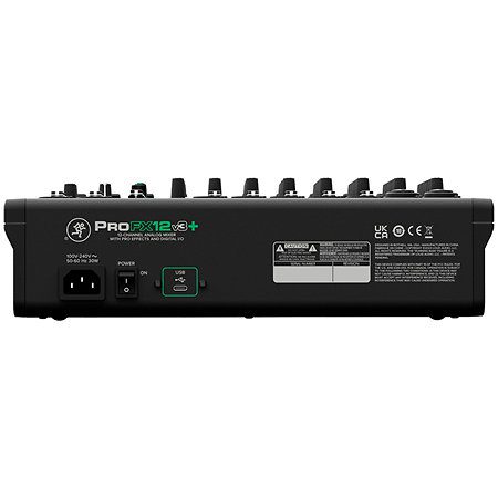 Console mixage USB-C Mackie ProFX12 v3+ avec préamplis Onyx, Bluetooth, effets GigFX+ et interface 24bit/192kHz. Idéale pour live, streaming et studio.