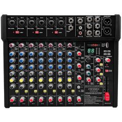 Console mixage 12 canaux Definitive Audio TM 633 BU-DSP avec Bluetooth, USB et DSP 99 effets. Idéale pour live, studio et prestations DJ.