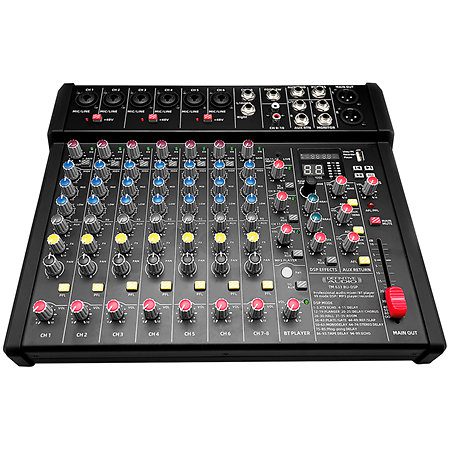 Console mixage 12 canaux Definitive Audio TM 633 BU-DSP avec Bluetooth, USB et DSP 99 effets. Idéale pour live, studio et prestations DJ.