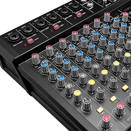 Console mixage 12 canaux Definitive Audio TM 633 BU-DSP avec Bluetooth, USB et DSP 99 effets. Idéale pour live, studio et prestations DJ.
