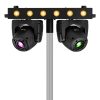 Barre double lyre Spot Fuze Twin 75W + LEDs RGBW. DMX, gobos, 8 couleurs, programmes auto et audio. Idéale DJ et événements.