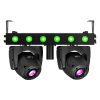 Barre double lyre Spot Fuze Twin 75W + LEDs RGBW. DMX, gobos, 8 couleurs, programmes auto et audio. Idéale DJ et événements.