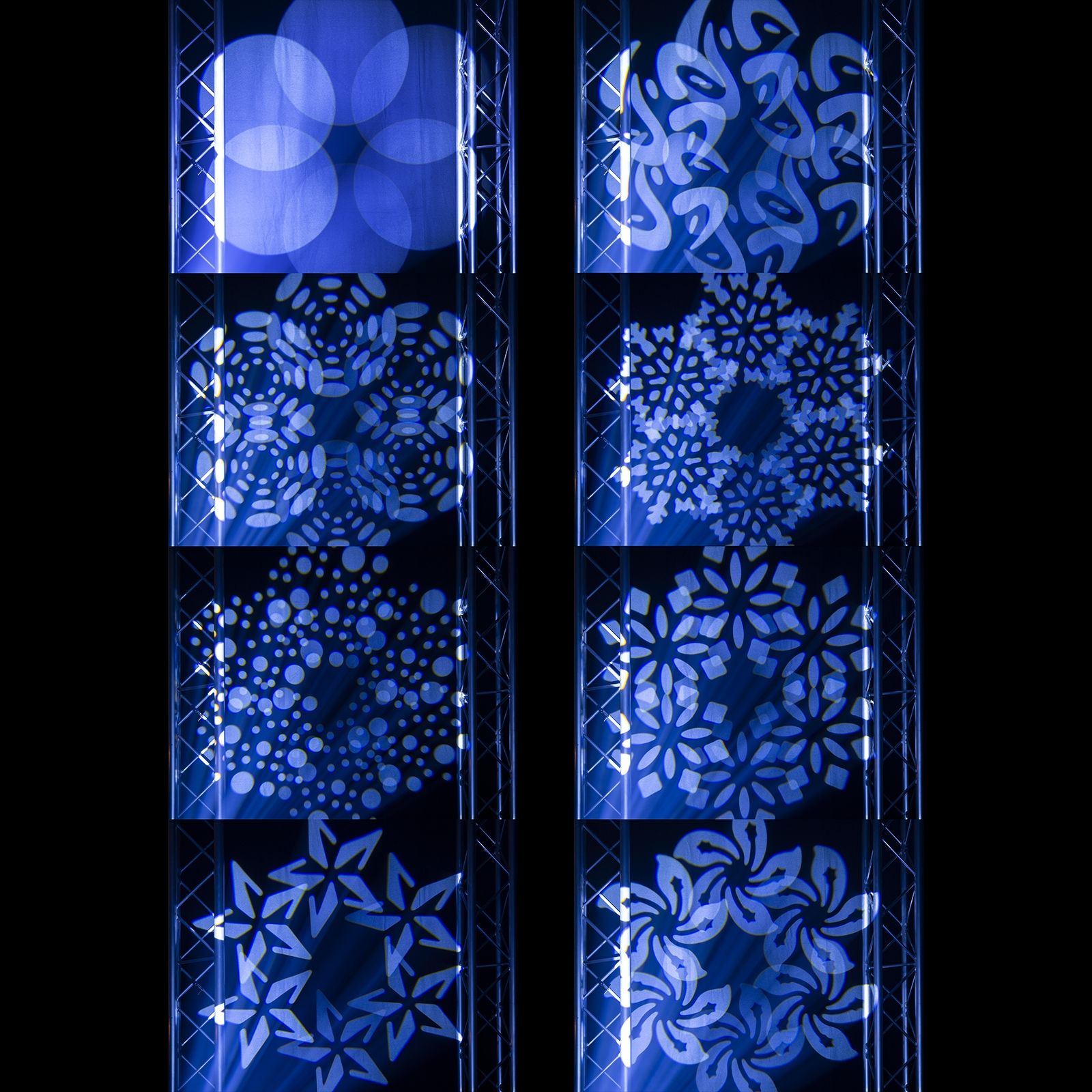 Lyre Spot LED 100W Cobra 100R avec anneau RGB, gobos, prisme 6 facettes et DMX. Idéale DJ, clubs et installations lumière.