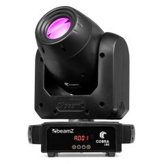 Lyre spot LED 100W Cobra 100 avec gobos rotatifs, prisme 6 facettes et focus motorisé. Idéale pour DJ, clubs et installations scéniques.