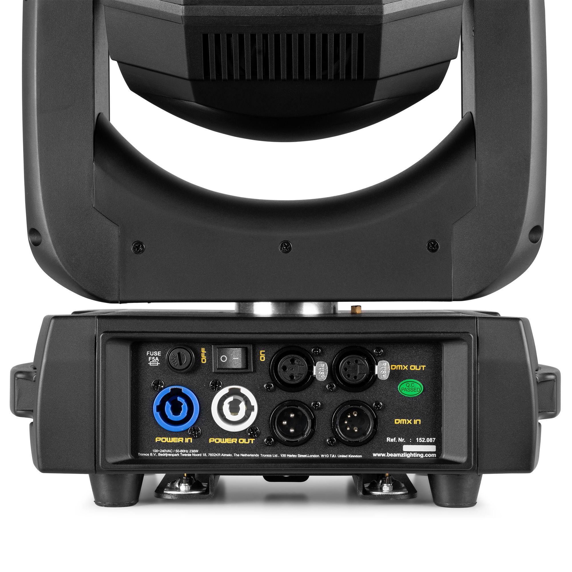 Lyre LED Spot 220W IGNITE220 avec zoom motorisé, 17 canaux DMX, gobos rotatifs et prisme 3 facettes. Idéale clubs et événements.