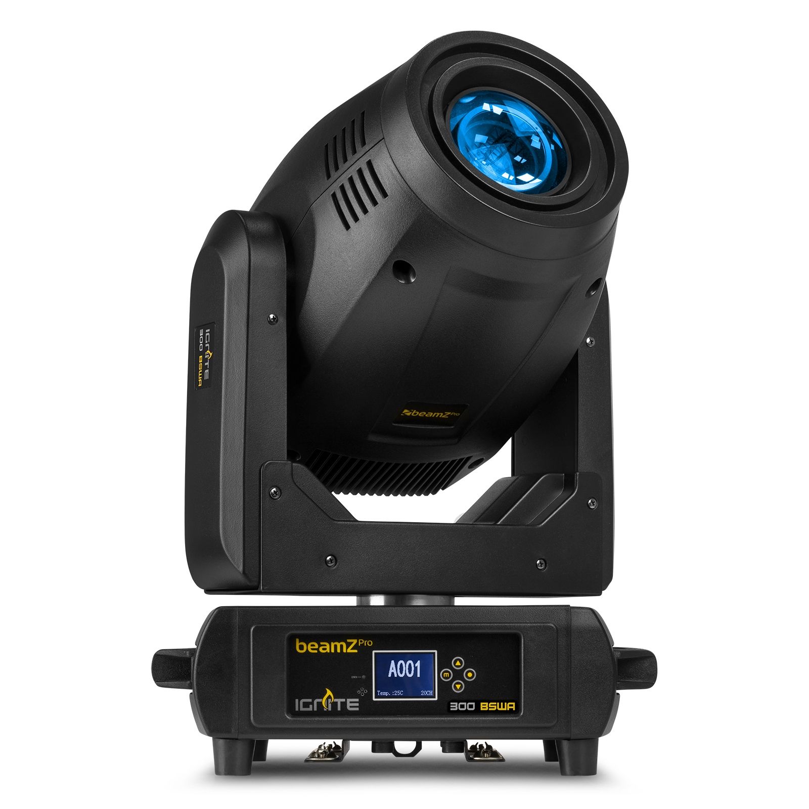Lyre LED 300W Beam Spot Wash Animation 4 en 1 IGNITE300ALED. Zoom 7°–32°, roue animation, prismes 3/8 facettes, DMX et RDM.